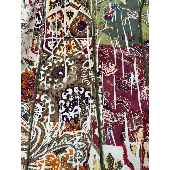 Chico's Green Paisley Faux Shearling Hippie Warm Button Up Coat Jacket Sz 0/XS - Picture 3 of 8